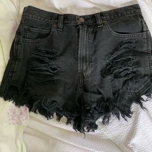 Black jean shorts